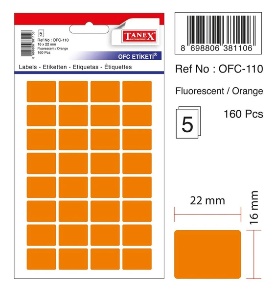 Tanex Ofc-110 Ofis Etiketi Fosforlu Turuncu 1105705 ürün görseli 1