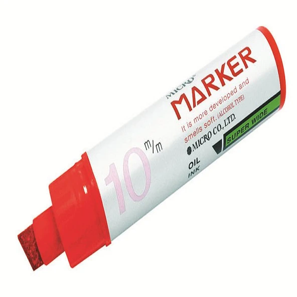 Micro Mmp1001 Markör Permanent Kalem 10 Mm Kırmızı Kesik Uçlu (12 Li Kutu) ürün görseli 1