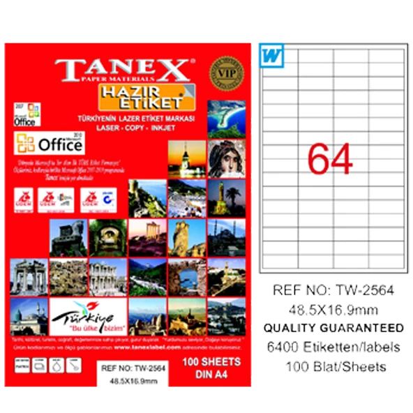 Tanex Tw-2564 Lazer Etiket 48X16 Mm Tw2564Las10100 ürün görseli 1