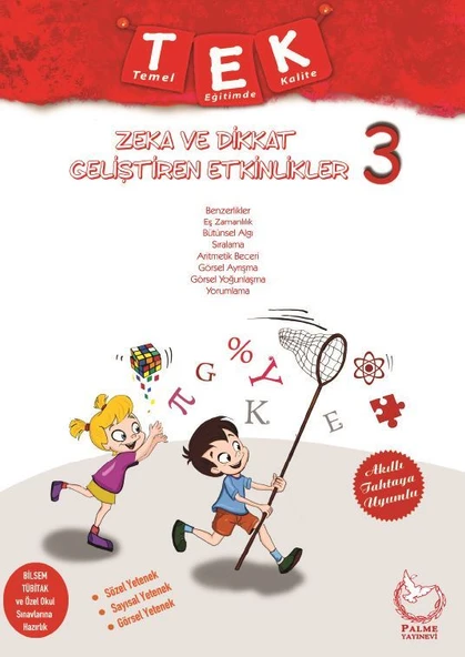 Palme Yayınevi Hazırlık 3. Sınıf Zeka ve Dikkat Geliştiren Etkinlikler + Yaprak Test 2019 (Genel Yetenek Yeni Baskı) ürün görseli 1