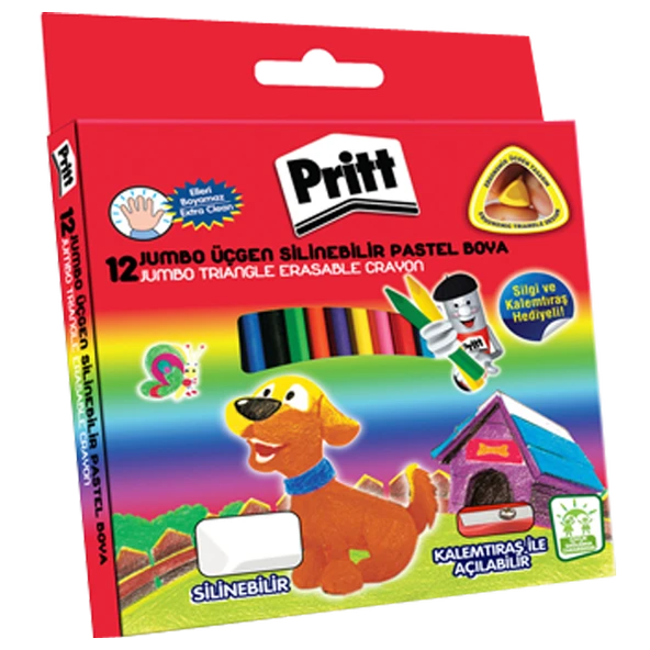 Pritt Silinebilir 12 Renk Pastel Boya Jumbo Üçgen 1655739 ürün görseli 1