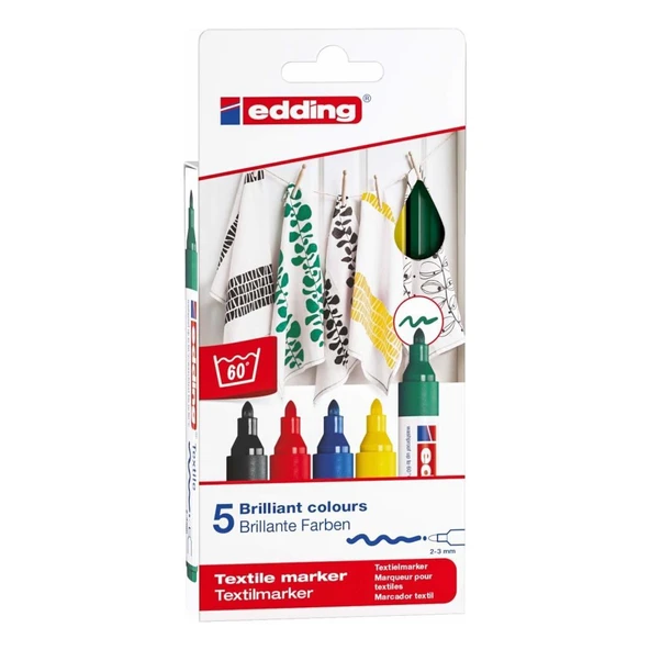 Eding 4500 T-Shirt Kalemi Yuvarlak Uçlu Basic 2-3 Mm 5 Renk ürün görseli 1