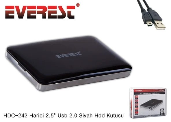 Everest Harici 2.5` Usb 2.0 Siyah Hdd Kutusu Hdc-242 ürün görseli 1