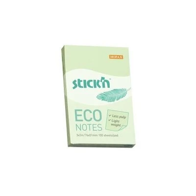 Hopax Stickn Yapışkanlı Not Kağıdı 100 Yaprak 76X51Mm Eco Pastel Yeşil 4-2174400-5001 (12 Koçan) ürün görseli 1