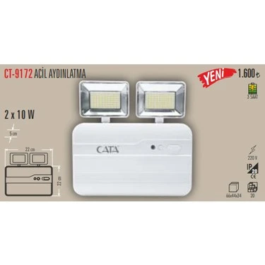 Cata CT-9172 Acil Aydınlatma Armatürü 2X10W ürün görseli 1