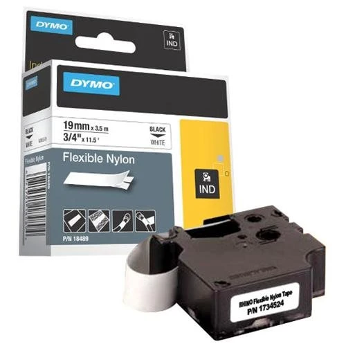 Dymo Rhino Pro Etiketi Plastik Esnek 19 Mmx3.5 Mt Siyah Üzerine Beyaz 18489 ürün görseli 1