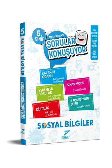 PRUVA AKADEMİ YAYINCILIK 5.SINIF SOSYAL BİLGİLER SORULAR KONUŞUYOR ürün görseli 1