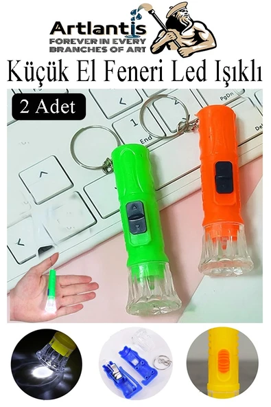 Küçük El Feneri Led Işıklı 2 Adet Anahtarlıklı Mini El Feneri İlk Yardım Feneri Deprem Feneri Karne Hediyesi ürün görseli 1