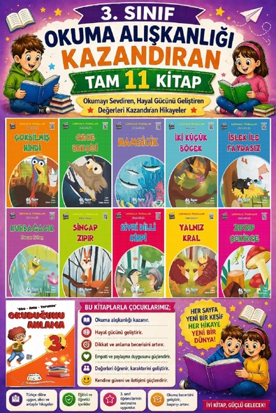 3. Sınıf Okuma Alışkanlığı Kazandıran Okumayı Sevdiren Tam 11 Kitap -26 ürün görseli 1