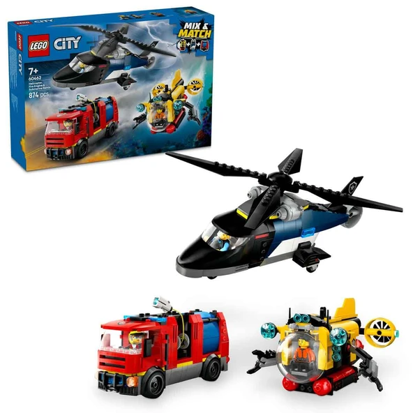 Lego 60462 City Helikopter İtfaiye Kamyonu ve Denizaltı Karışımı ürün görseli 1