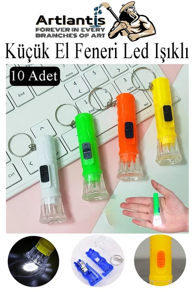 Küçük El Feneri Led Işıklı 10 Adet Anahtarlıklı Mini El Feneri İlk Yardım Feneri Deprem Feneri Karne Hediyesi ürün görseli 1