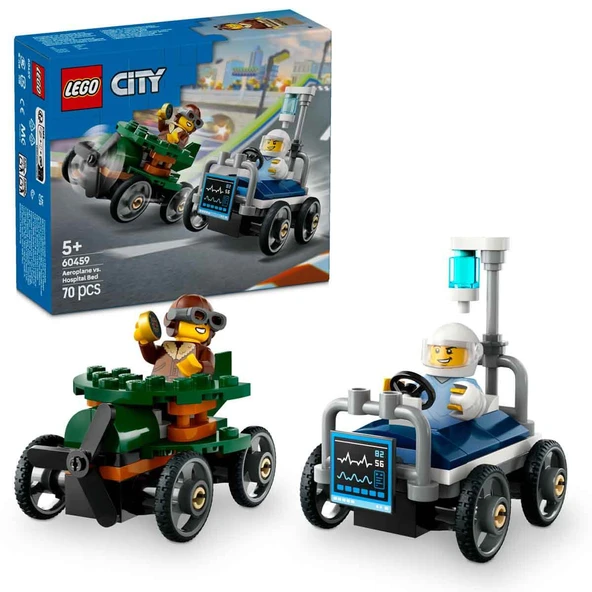 LEGO 60459 City Uçak, Hastane Yatağına Karşı Yarış Arabası Paketi ürün görseli 1