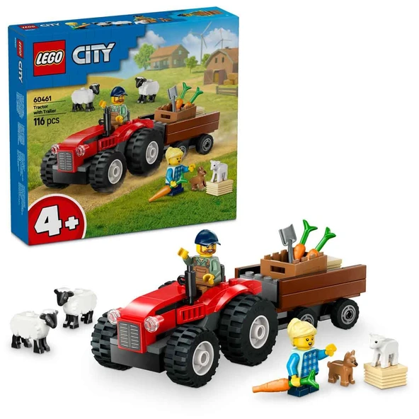 Lego 60461 City Römorklu Kırmızı Çiftlik Traktörü ve Koyun ürün görseli 1