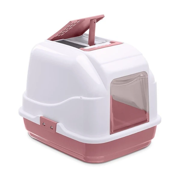 Imac Easy Cat Kapalı Kedi Tuvaleti Pembe/beyaz 50x40x40cm ürün görseli 1