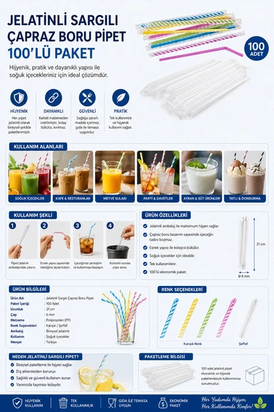 Jelatinli Sargılı Çapraz Boru Pipet 100'lü ürün görseli 1