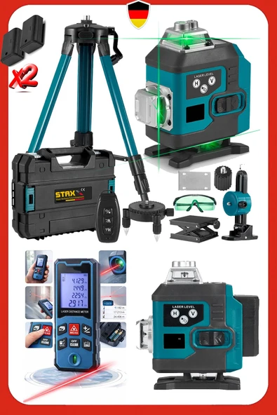 Otomatik Hizalamalı Kumandalı 16 Köşe Yeşil Çizgi Lazer Hizalama Makinesi + 50Mt Lazer Tripot Set ürün görseli 1