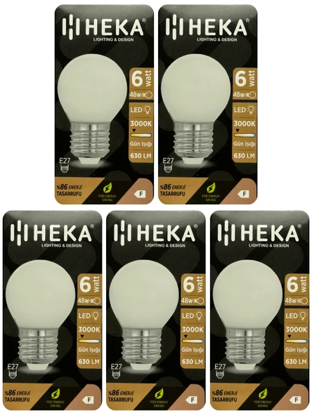 (5 Adet) Heka 6W (48W) 3000K (Sarı Işık) E27 Duylu Soft Led G45 Ampul ürün görseli 1