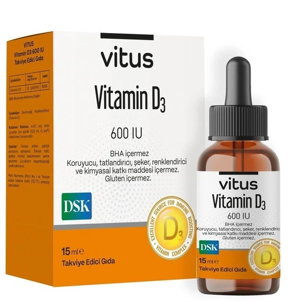 Vitus Vitamin D3 600 IU Damla 15ml ürün görseli 1