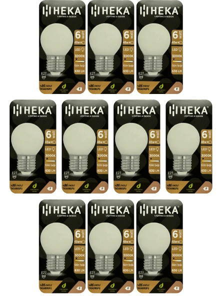 (10 Adet) Heka 6W (48W) 3000K (Sarı Işık) E27 Duylu Soft Led G45 Ampul ürün görseli 1