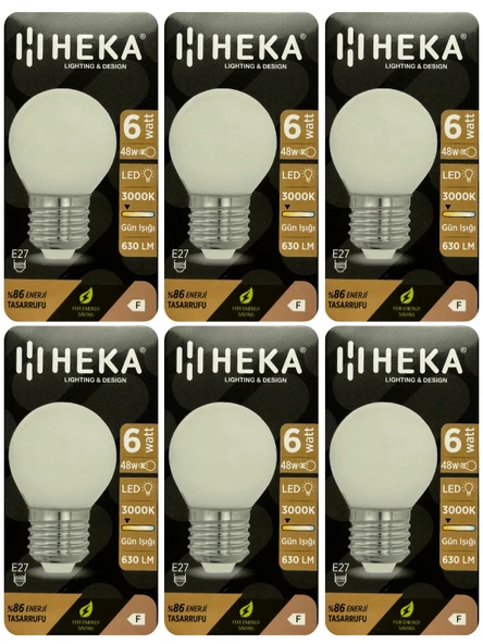 (6 Adet) Heka 6W (48W) 3000K (Sarı Işık) E27 Duylu Soft Led G45 Ampul ürün görseli 1
