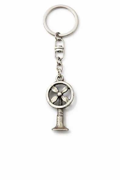 Vintage Pervane Figürlü Gümüş Renk Unisex Metal Anahtarlık ürün görseli 1