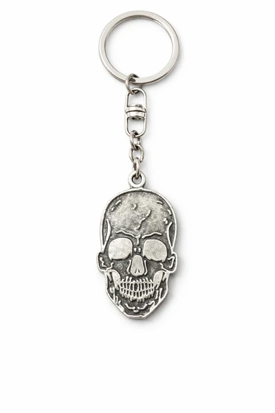 Kuru Kafa Figürlü Gümüş Renk Unisex Metal Anahtarlık ürün görseli 1