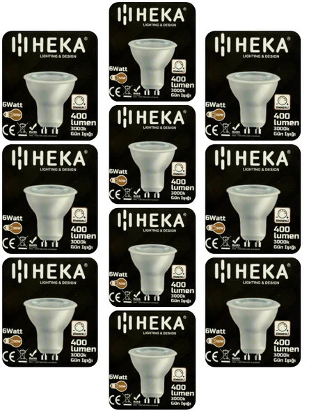(10 Adet) Heka 6W (50W) 3000K (Sarı Işık) GU10 Duylu Dim Edilebilir Led Spot Ampul ürün görseli 1