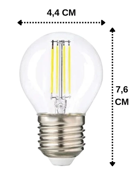 (8 Adet) Heka 6W (51W) 6500K (Beyaz Işık) E27 Duylu Şeffaf Led Ampul - Resim 3