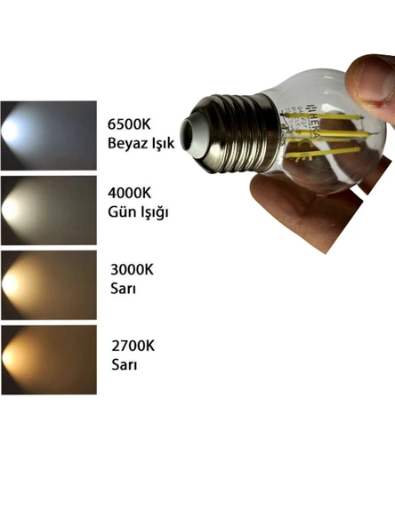 (8 Adet) Heka 6W (51W) 6500K (Beyaz Işık) E27 Duylu Şeffaf Led Ampul - Resim 5