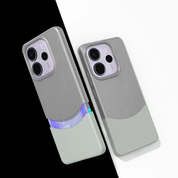 Redmi Note 14 5G Kılıf MagSafe Şarj Özellikli İnce Zarif Mıknatıslı Duble Kapak ürün görseli 1