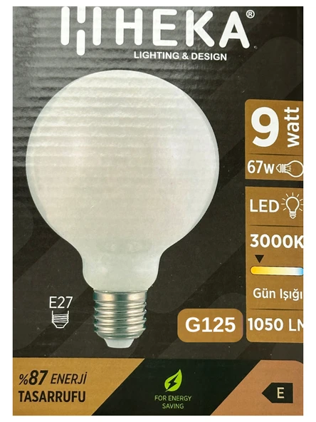 (1 Adet) Heka 9W (67W) 3000K (Sarı Işık) E27 Duylu (Kalın Duy) Led Glop G125 Ampul ürün görseli 1