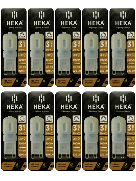 (10 Adet) Heka 3W (21W) 3000K (Sarı Işık) G9 Duylu Buzlu Dim Edilebilir Led Kapsül Ampul ürün görseli 1
