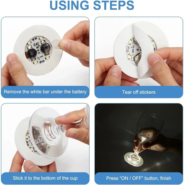 Işıklı Yapışkanlı Bardak Altı Aparatı Ledli 3 Modlu ürün görseli 1