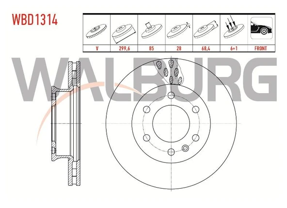 FREN DİSKİ ÖN SPRİNTER CRAFTER 315,316,515.CDI OM.646,651 907-910  FRD FCR310A 0986479R78 27698 93143203 A9064210012  A9104210000 ürün görseli 1