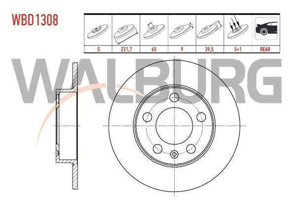 FREN DİSKİ ARKA GOLF4-BORA-A3-TOLEDO-POLO 97- 18488-DDF929-DF2805 1J0615601N 1J0615601P 1J0615601 ürün görseli 1