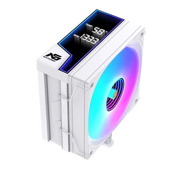 NG Frost 600W 220W TDP ARGB Fanlı Derece ve Devir Göstergeli Üst Seviye Kule Tipi CPU Soğutucu Beyaz ürün görseli 1