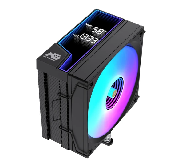 NG Frost 600B 220W TDP ARGB Fanlı Derece ve Devir Göstergeli Üst Seviye Kule Tipi CPU Soğutucu Siyah ürün görseli 1