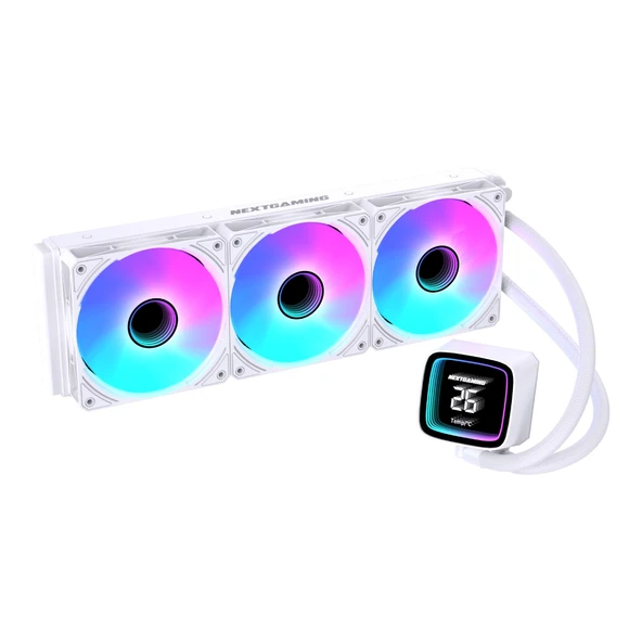 NG-360C Nitro Cool 360mm ARGB Fanlı Derece Göstergeli Sıvı CPU Soğutucu Beyaz ürün görseli 1