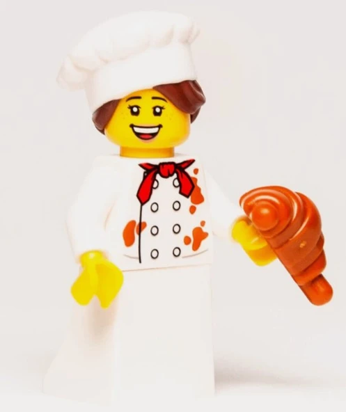Orjinal Lego Minifigür French Female Pastry Baker Chef with Croissant ürün görseli 1