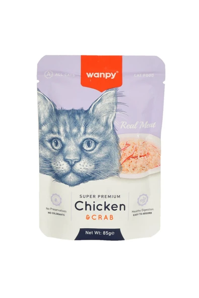 Wanpy Pouch Tavuklu Yengeçli Kedi Konservesi 85gr x 12 ADET ürün görseli 1