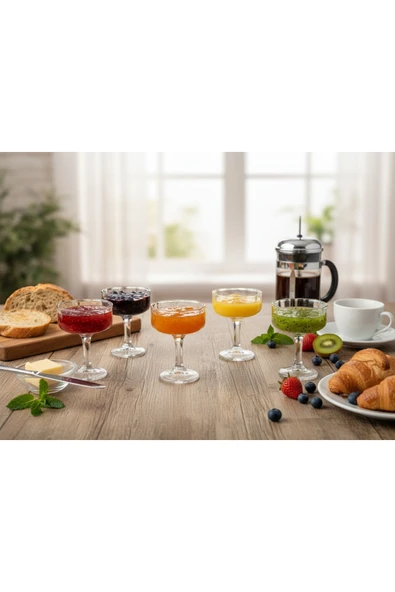 Elta Collection Titanyum Cam Lokumluk – Kahve Yanı Sunumluk, Şekerlik, Reçellik, Tatlı Sunum Kasesi (6’lı Set) ürün görseli 1