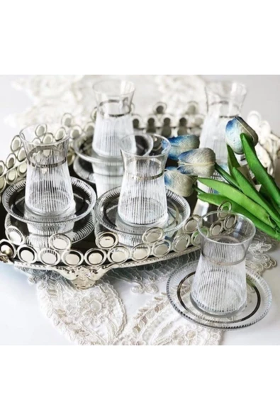 Elta Collection Handmade Gümüş Işlemeli 6 Kişilik Çay Seti ürün görseli 1
