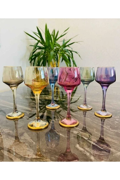 Elta Collection 6 Kişilik Kahve Yanı Renkli Su Bardağı ürün görseli 1