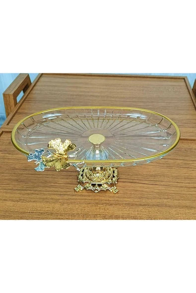 Elta Collection Lüx Hediyelik Metal Ayaklı Gold Oval Kelebekli Sunumluk Kurabiyelik - Yeni Serisi ürün görseli 1