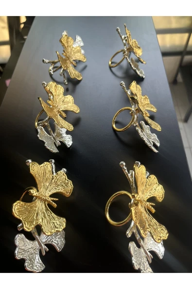 Elta Collection Gold Gümüş Kelebek Detaylı Peçetelik ürün görseli 1