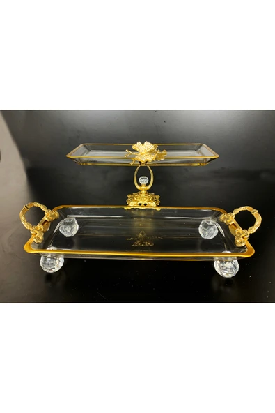 Elta Collection 2 li Paşabahçe Kristal Metal Ayaklı Yaldızlı Baton Sunumluk ürün görseli 1