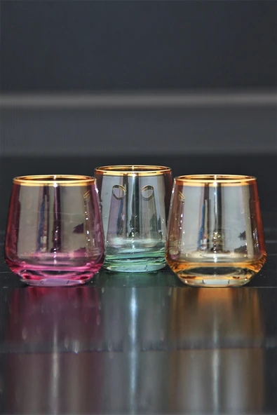 Elta Collection 6 Ayrı Renki Lüsterli Kahve Yanı Bardağı - Likör - 6 Parça - 95cc ürün görseli 1