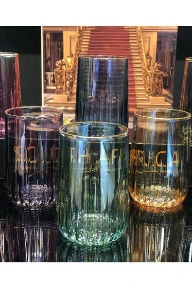 Elta Collection Diamond Renkli Kahve Yanı 6lı Su Bardağı ürün görseli 1