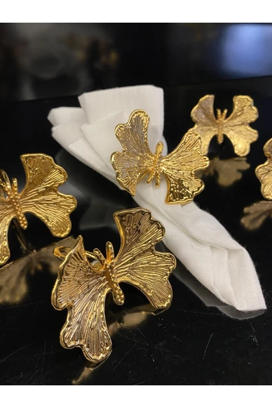 Elta Collection Kelebek 6’lı Altın Peçete Yüzüğü 6x6x7 Cm Gold Sofra Yüzük ürün görseli 1