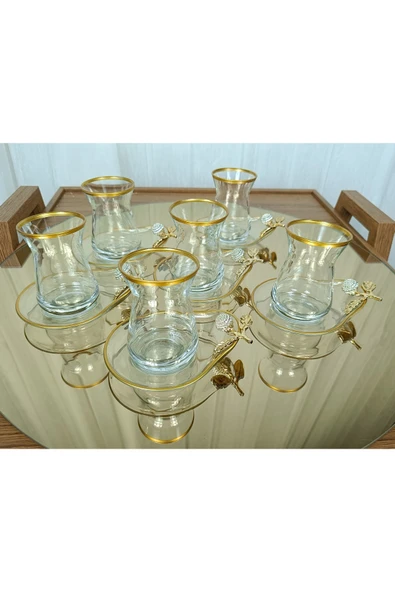 Elta Collection Özel Seri Yaldızlı 6'lı Çay Seti , Çay Takımı , Hediyelik , Çeyizlik ürün görseli 1